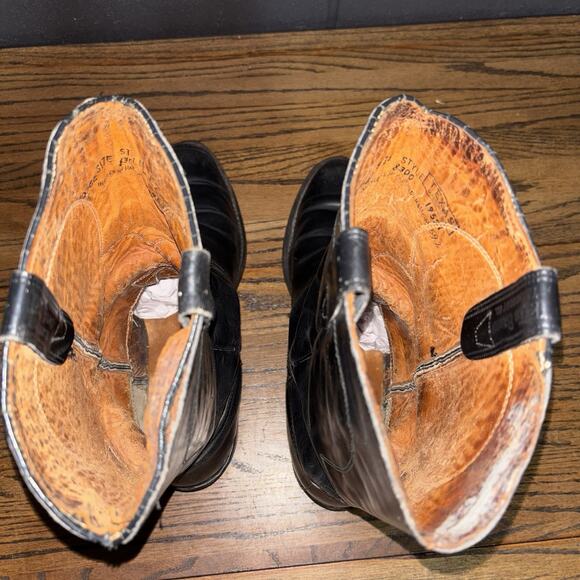 Vintage Texas Boots 8300 Black Leather Cowboy Western Boots Men’s 8 D Made USA - Picture 6 of 8